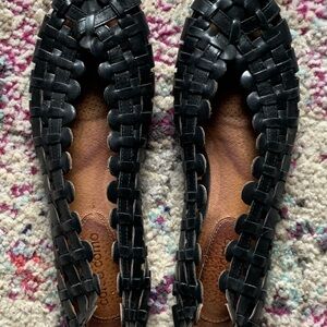 Corso Como Black Woven Leather Flats
